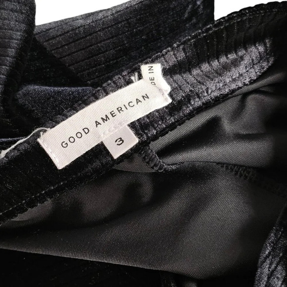 Good American Velour V-Neck Dolman Wrap Top Black Size 3 / US Large V-Neck - Picture 7 of 8